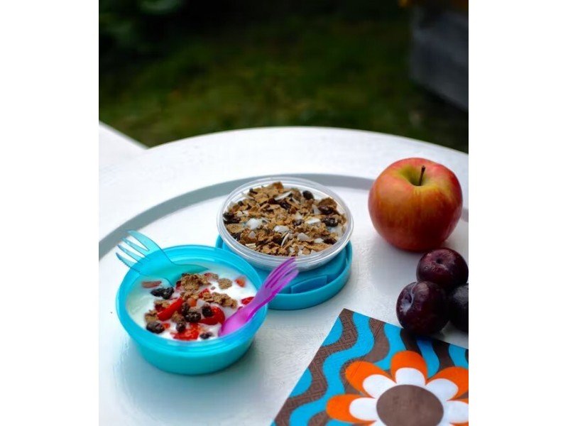 Caja para Snack doble con enfriador y cubiertos - Azul - imagen 3