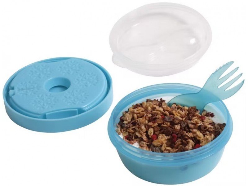 Caja para Snack doble con enfriador y cubiertos - Azul - imagen 4