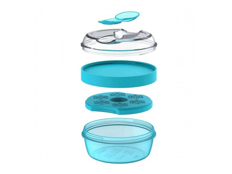 Caja para Snack doble con enfriador y cubiertos - Azul - imagen 2
