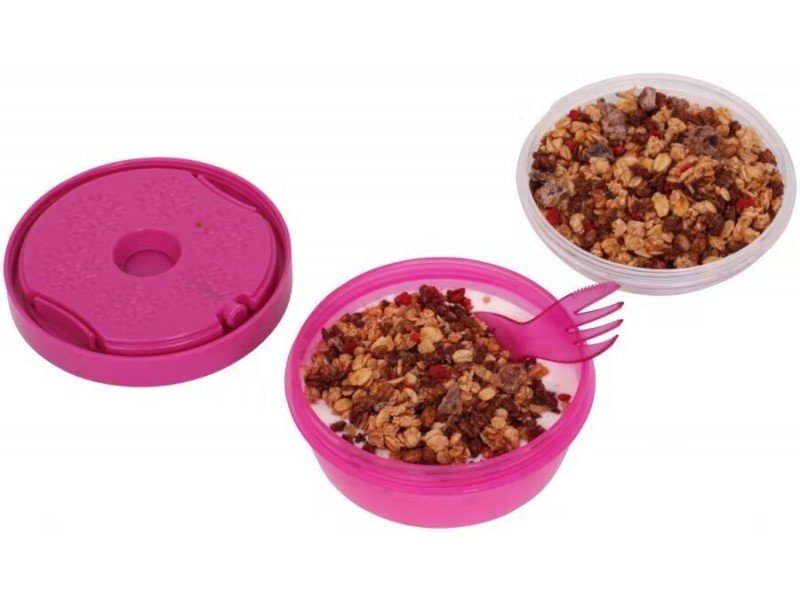 Caja para Snack doble con enfriador y cubiertos - Fucsia - imagen 3