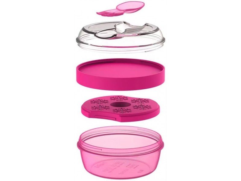Caja para Snack doble con enfriador y cubiertos - Fucsia - imagen 2