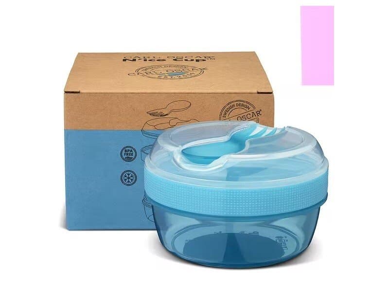 Caja para Snack doble con enfriador y cubiertos - Azul