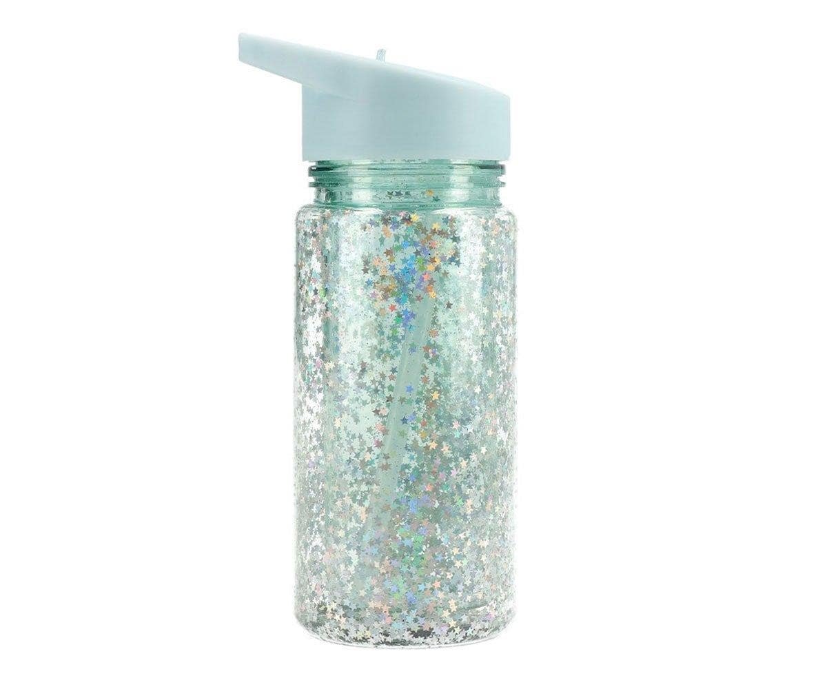 Botella Plástico Glitter Stars - Turquesa