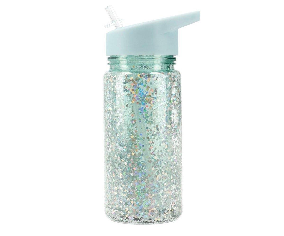 Botella Plástico Glitter Stars - Turquesa