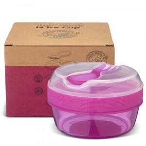 Caja para Snack doble con enfriador y cubiertos - Fucsia