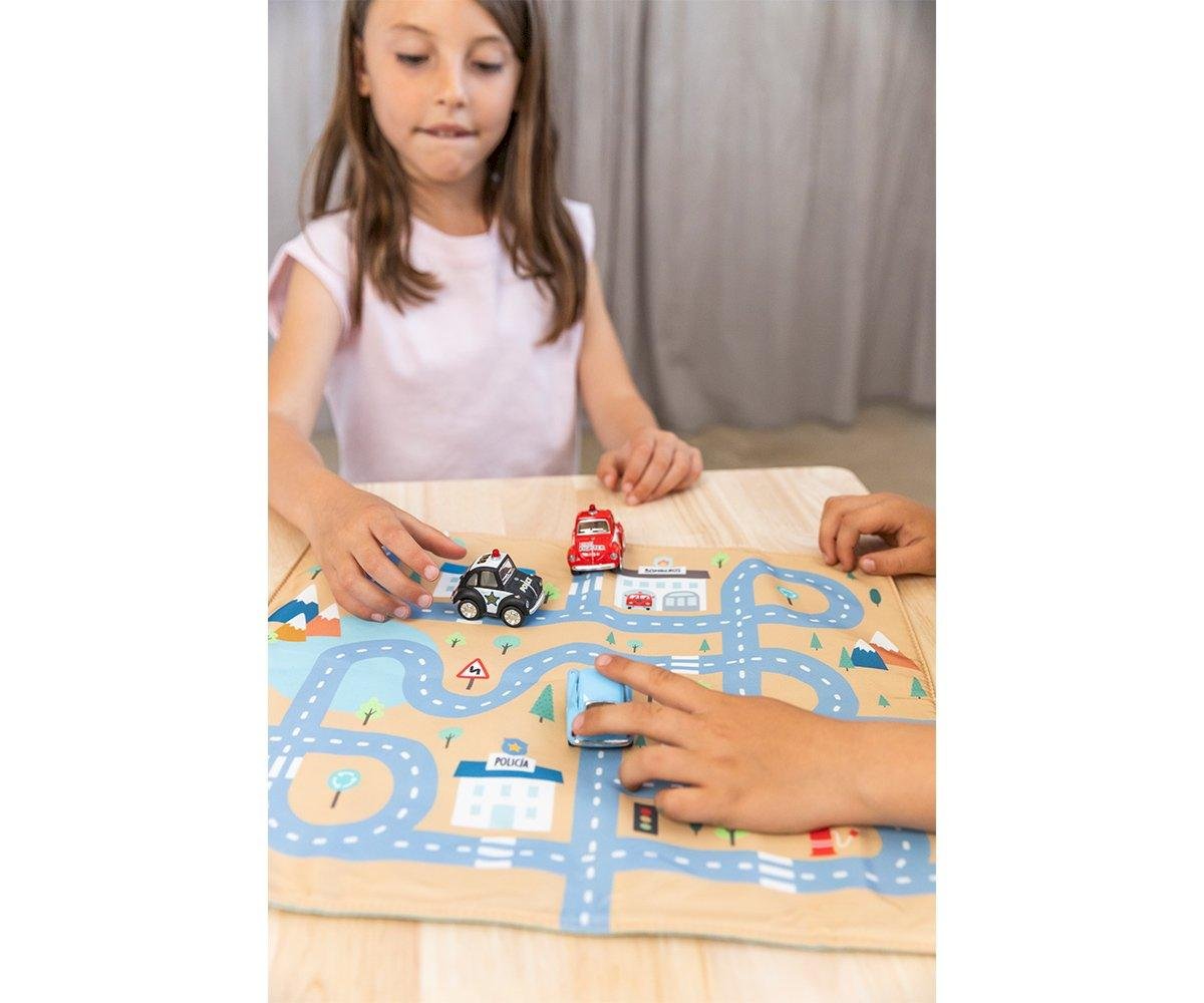 Juego Mantel con Circuito Mostaza + 3 Coches