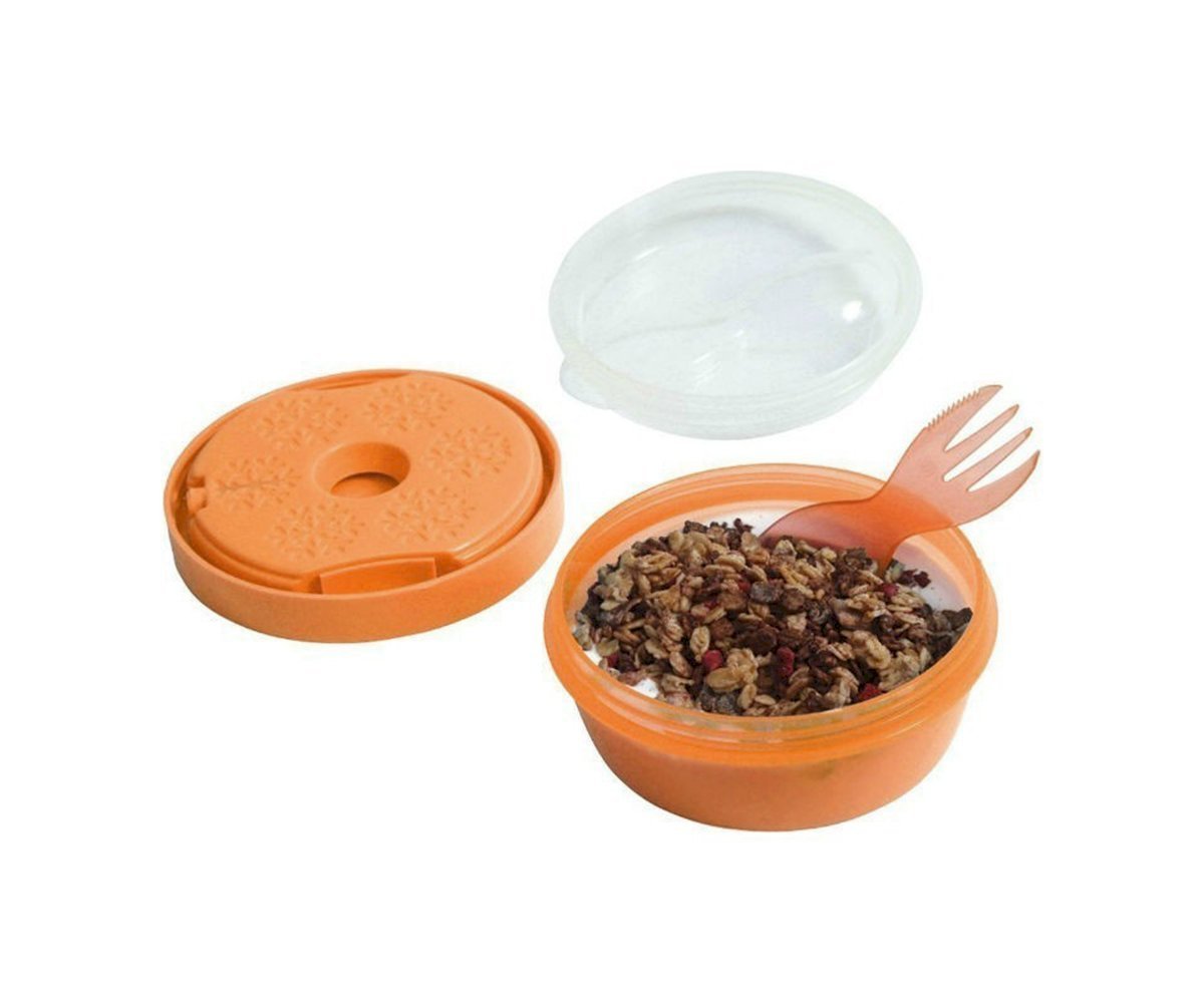 Caja para Snack doble con enfriador y cubiertos - Naranja